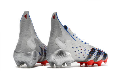 Adidas Predator Freak+ FG High-Tops Football Boots - Silver/Black/Blue/Red