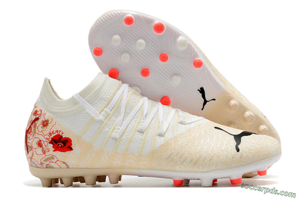 Puma Future Z 1.3 Instinct MG Low-Tops Football Boots - White/Gold/RED 1