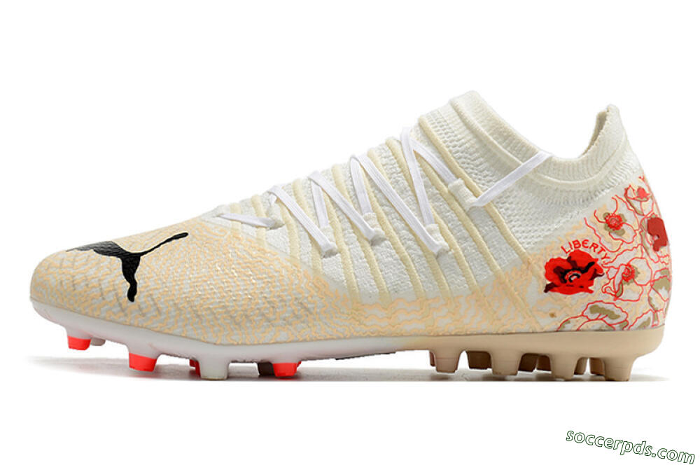 Puma Future Z 1.3 Instinct MG Low-Tops Football Boots - White/Gold/RED 2