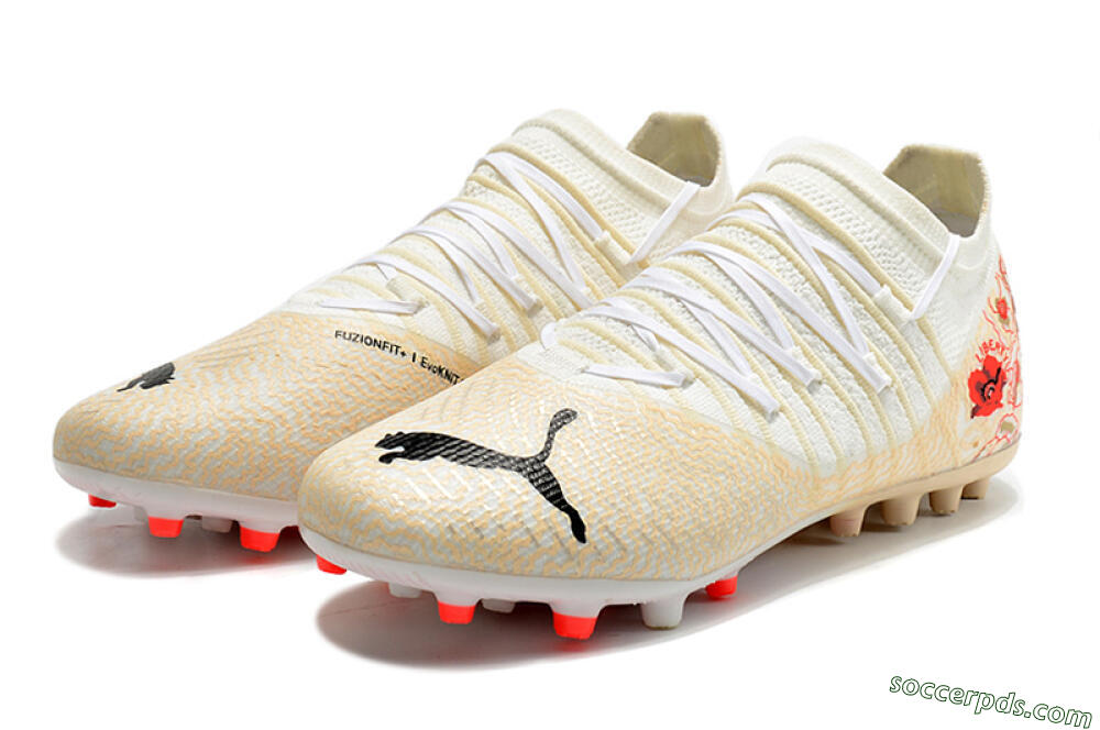 Puma Future Z 1.3 Instinct MG Low-Tops Football Boots - White/Gold/RED 5