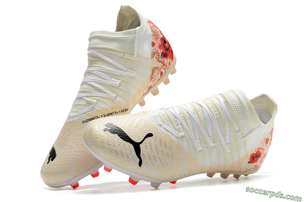 Puma Future Z 1.3 Instinct MG Low-Tops Football Boots - White/Gold/RED 6