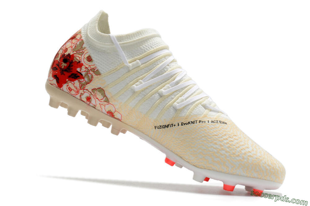 Puma Future Z 1.3 Instinct MG Low-Tops Football Boots - White/Gold/RED 7