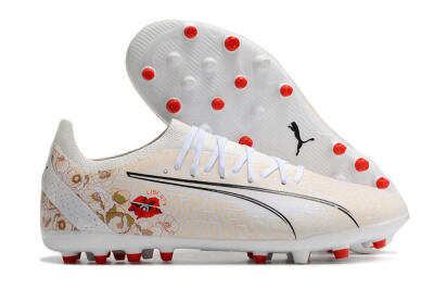 Puma Ultra Ultimate MG Low-Tops Football Boots - White/Gold/Red