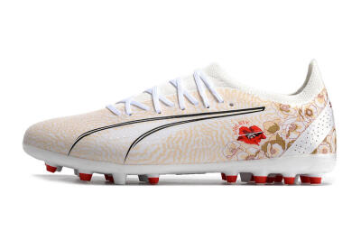 Puma Ultra Ultimate MG Low-Tops Football Boots - White/Gold/Red