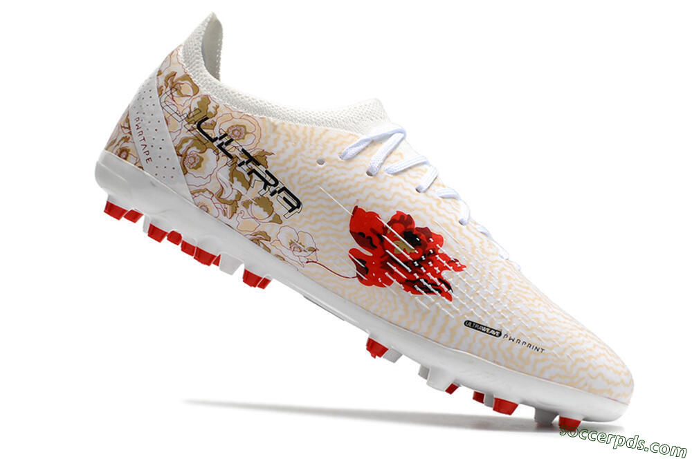 Puma Ultra Ultimate MG Low-Tops Football Boots - White/Gold/Red 4