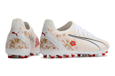 Puma Ultra Ultimate MG Low-Tops Football Boots - White/Gold/Red