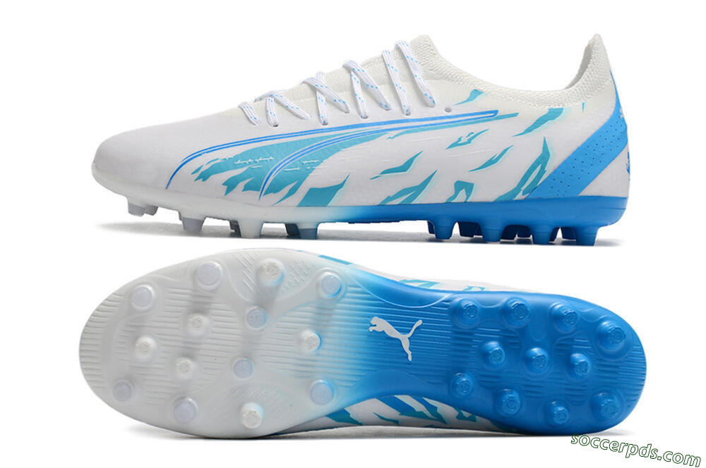 Puma Ultra Ultimate MG Low-Tops Football Boots - White/Blue 0