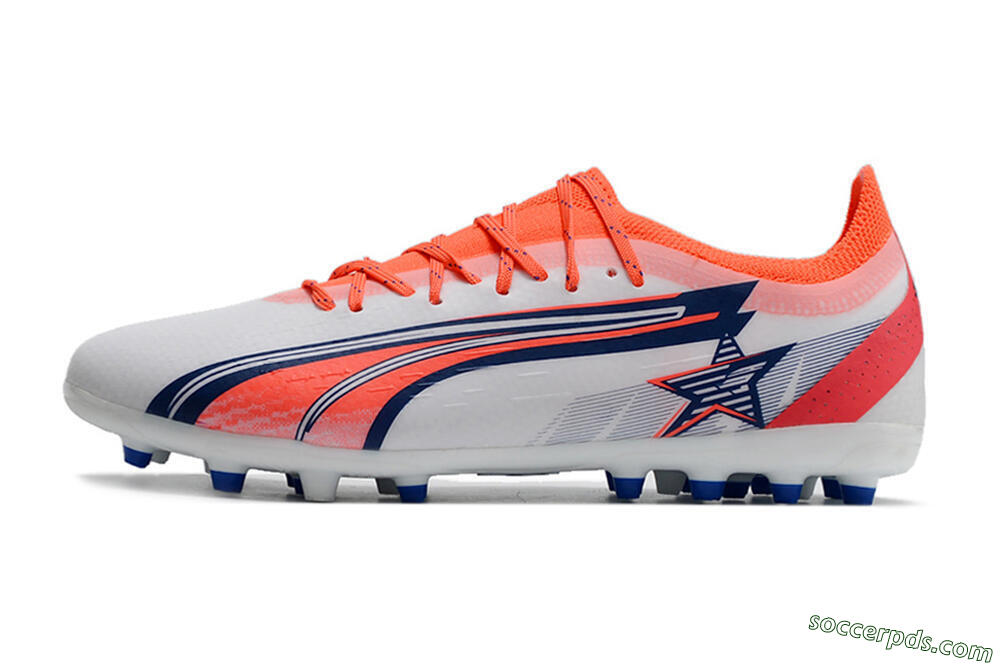 Puma Ultra Ultimate MG Low-Tops Football Boots - White/Blue/Orange 2