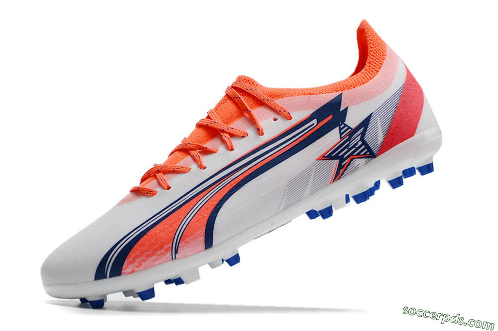 Puma Ultra Ultimate MG Low-Tops Football Boots - White/Blue/Orange 5
