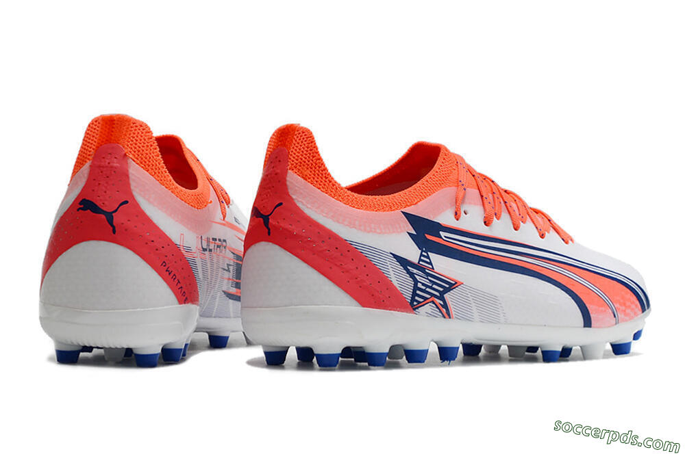 Puma Ultra Ultimate MG Low-Tops Football Boots - White/Blue/Orange 6