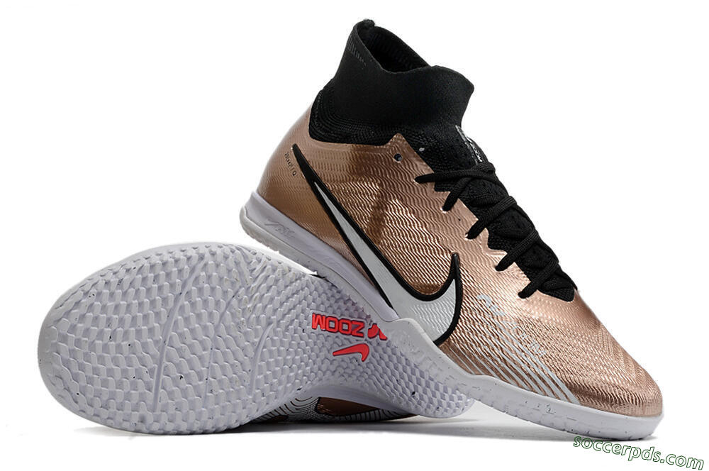 Nike Mercurial Superfly 9 Elite IC High-Tops Football Shoes - Gold/Black/White 3
