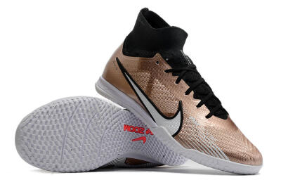 Nike Mercurial Superfly 9 Elite IC High-Tops Football Shoes - Gold/Black/White