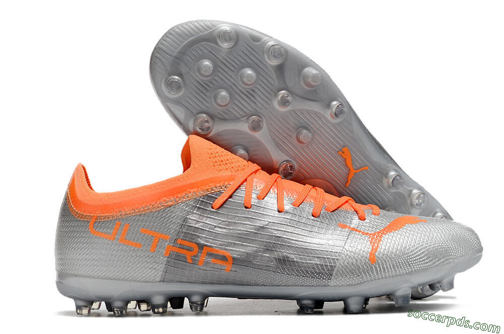 Puma Ultra 1.4 MG Low-Tops Football Boots - Silver/Orange 1