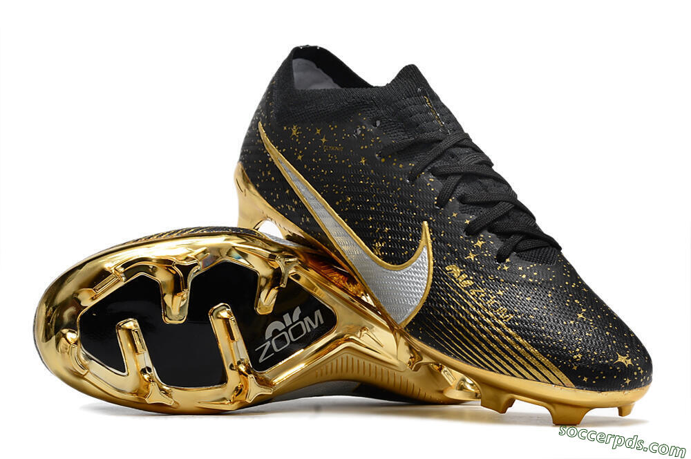 Nike Air Zoom Mercurial Vapor 15 Elite FG Low-Tops Football Boots - Black/Gold 3