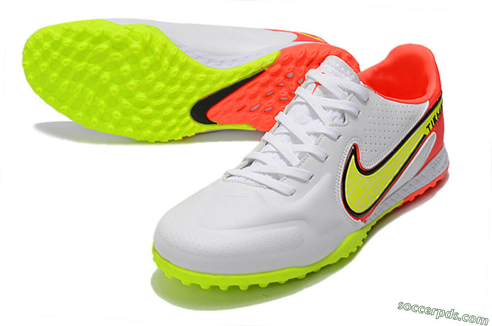 Nike React Tiempo Legend 9 Pro TF Low-Tops Football Shoes - White/Red/Yellow 3
