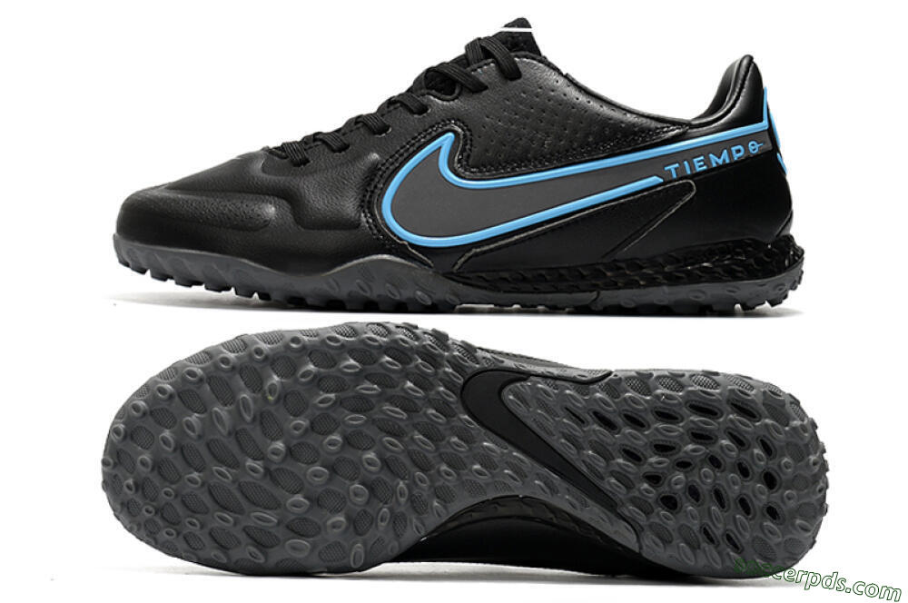 Nike React Tiempo Legend 9 Pro TF Low-Tops Football Shoes - Black/Blue 0