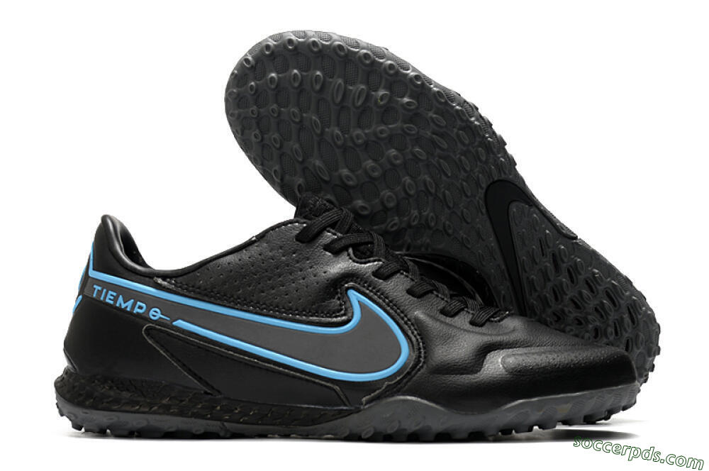 Nike React Tiempo Legend 9 Pro TF Low-Tops Football Shoes - Black/Blue 1