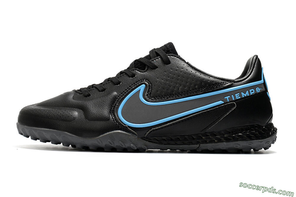 Nike React Tiempo Legend 9 Pro TF Low-Tops Football Shoes - Black/Blue 2