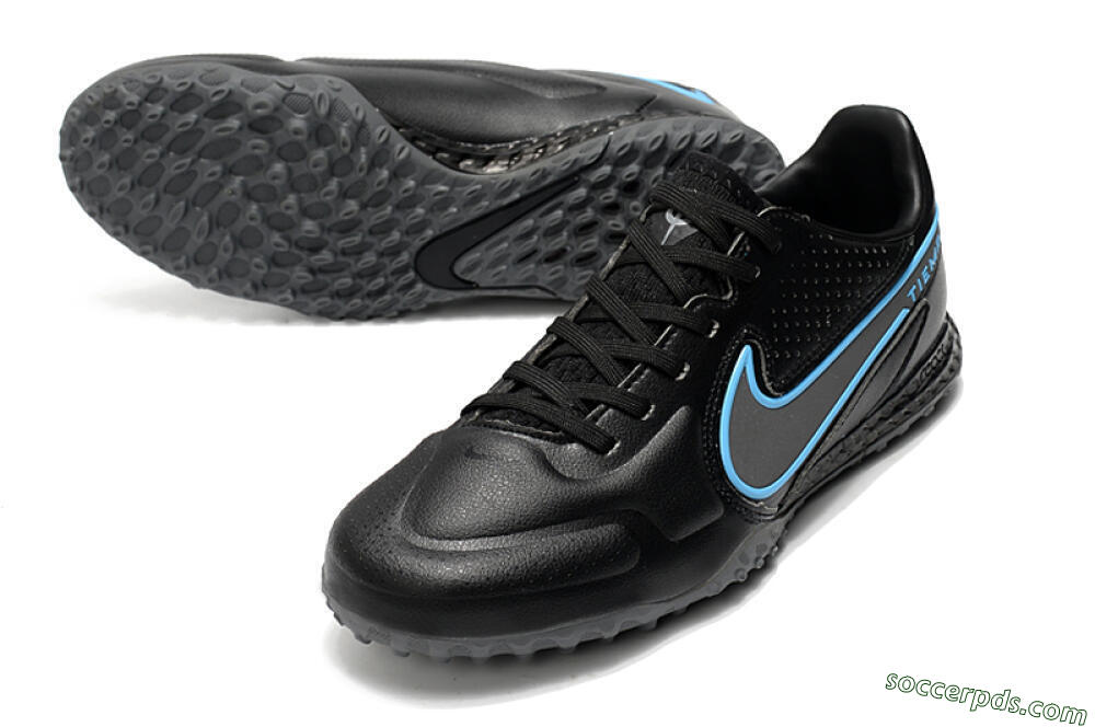 Nike React Tiempo Legend 9 Pro TF Low-Tops Football Shoes - Black/Blue 3