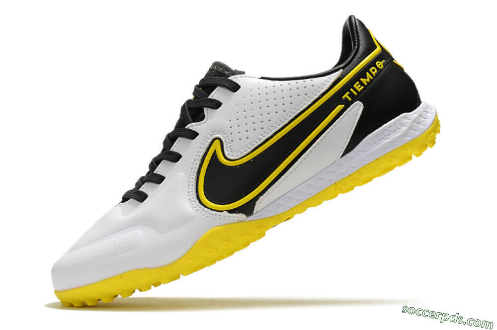 Nike React Tiempo Legend 9 Pro TF Low-Tops Football Shoes - White/Black/Yellow 5