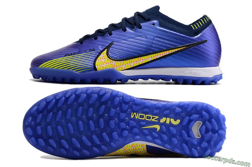 Nike Air Zoom Mercurial Vapor 15 Elite TF Low-Tops Football Shoes - Blue/Green/Yellow 0