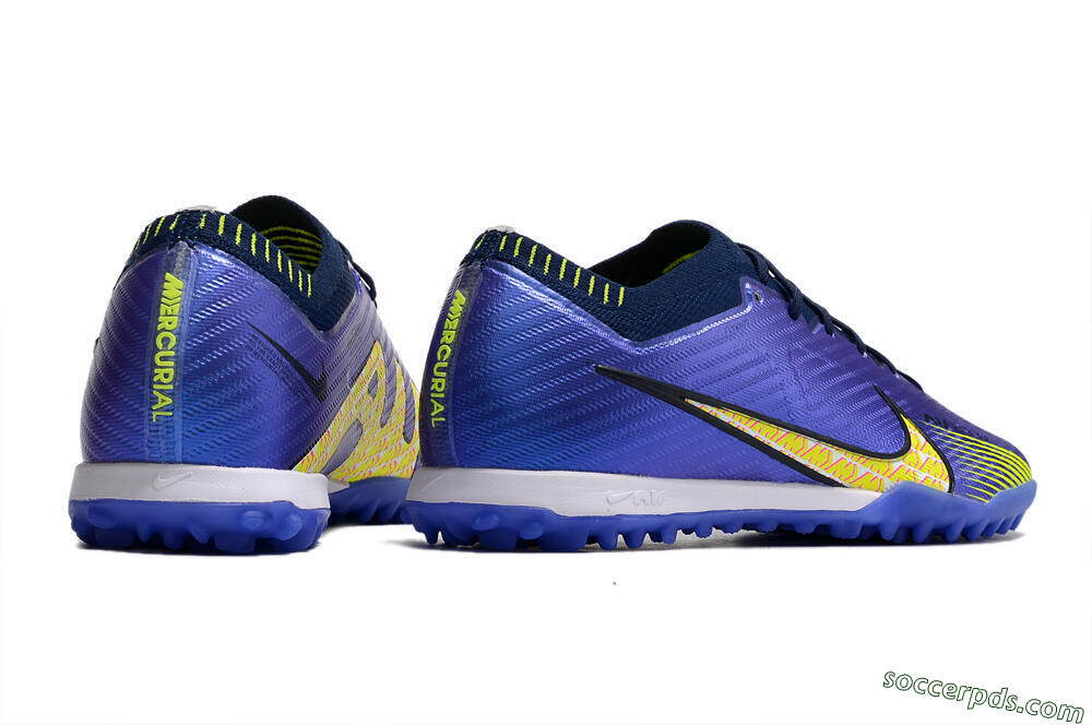 Nike Air Zoom Mercurial Vapor 15 Elite TF Low-Tops Football Shoes - Blue/Green/Yellow 6