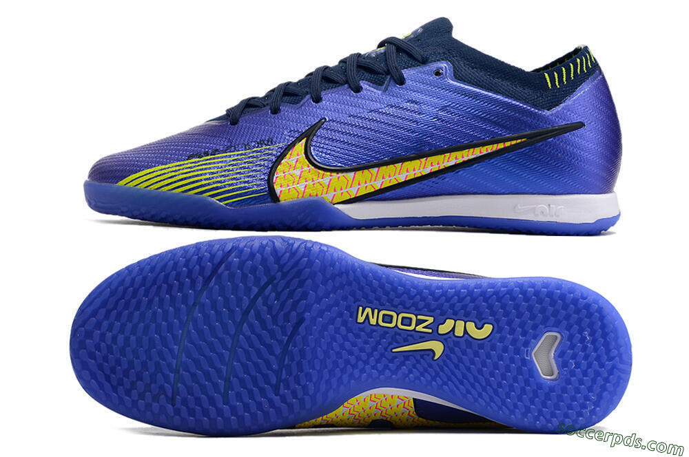Nike Air Zoom Mercurial Vapor 15 Elite IC Low-Tops Football Shoes - Blue/Green/Yellow 0