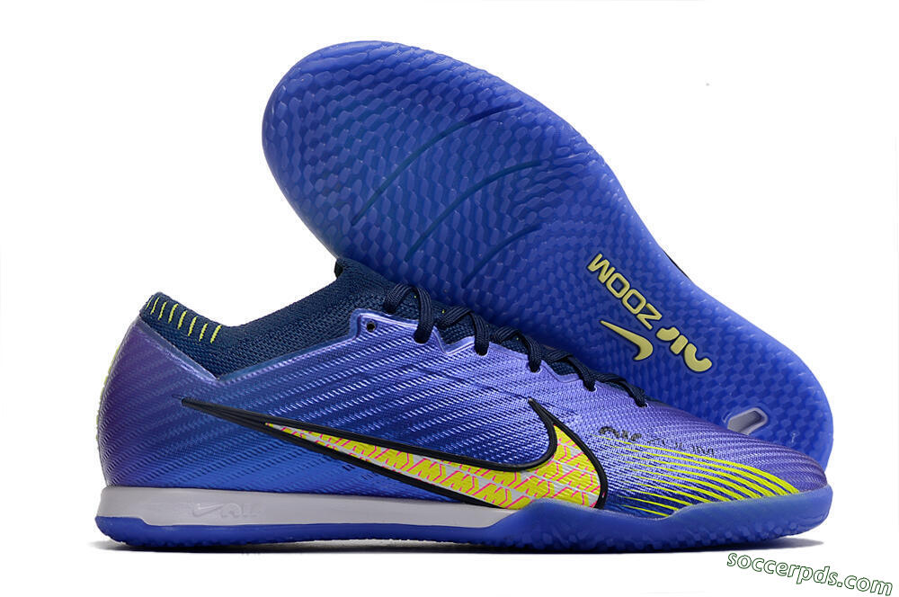 Nike Air Zoom Mercurial Vapor 15 Elite IC Low-Tops Football Shoes - Blue/Green/Yellow 1