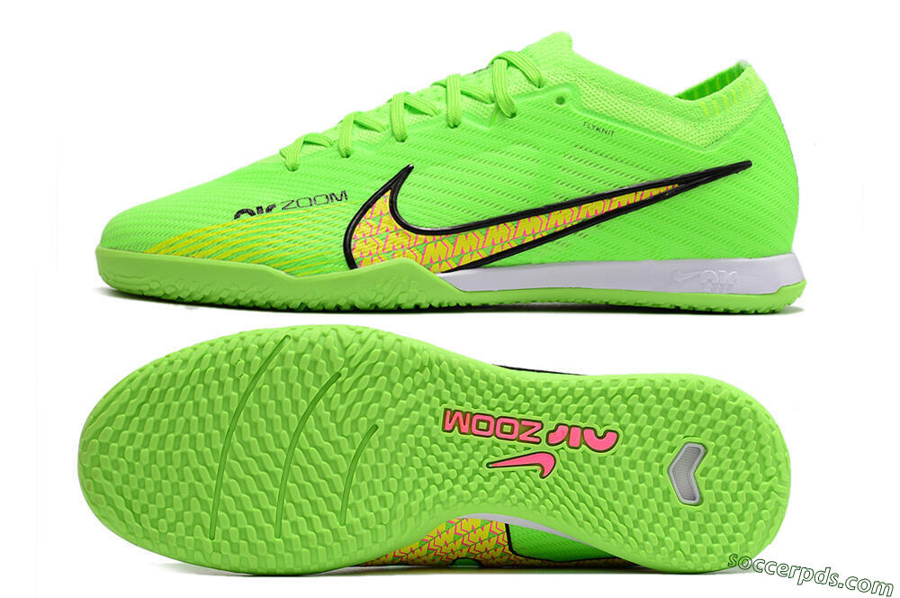Nike Air Zoom Mercurial Vapor 15 Elite IC Low-Tops Football Shoes - Green/Yellow/Pink 0