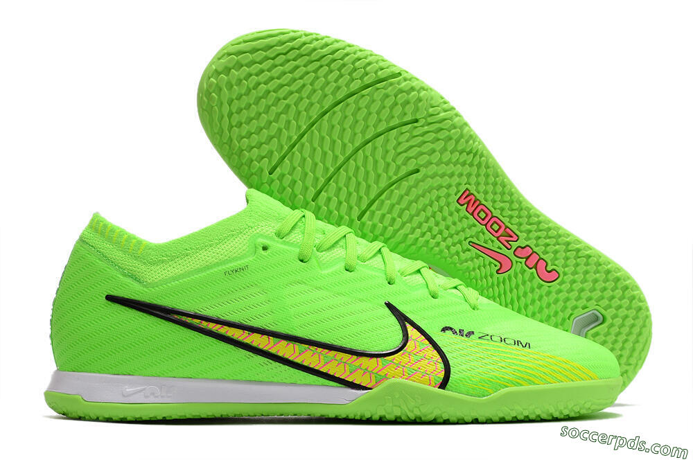 Nike Air Zoom Mercurial Vapor 15 Elite IC Low-Tops Football Shoes - Green/Yellow/Pink 1