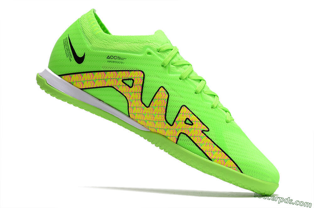 Nike Air Zoom Mercurial Vapor 15 Elite IC Low-Tops Football Shoes - Green/Yellow/Pink 4