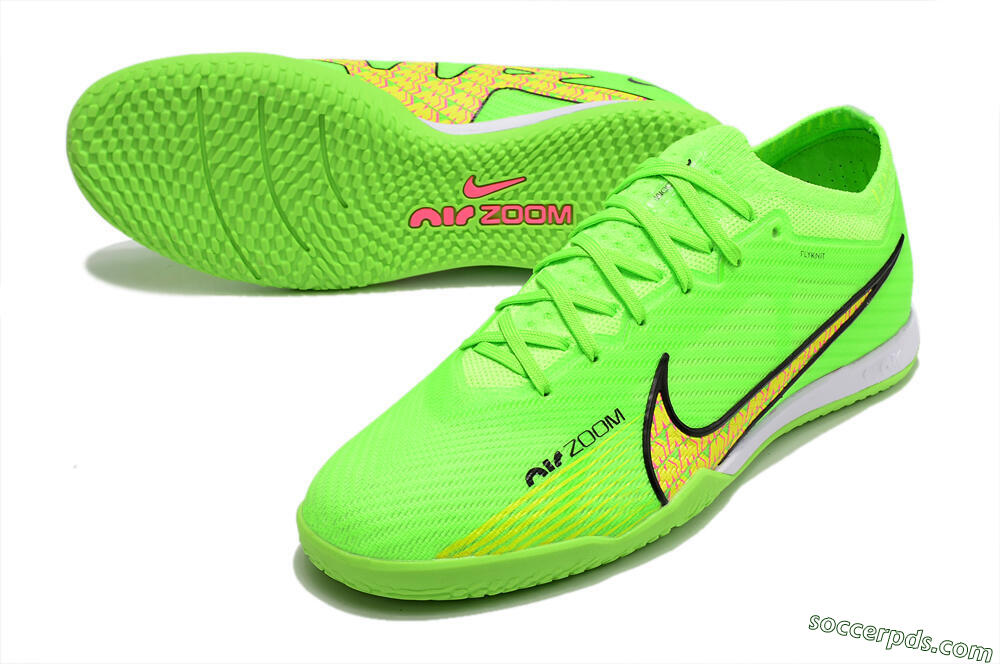 Nike Air Zoom Mercurial Vapor 15 Elite IC Low-Tops Football Shoes - Green/Yellow/Pink 3