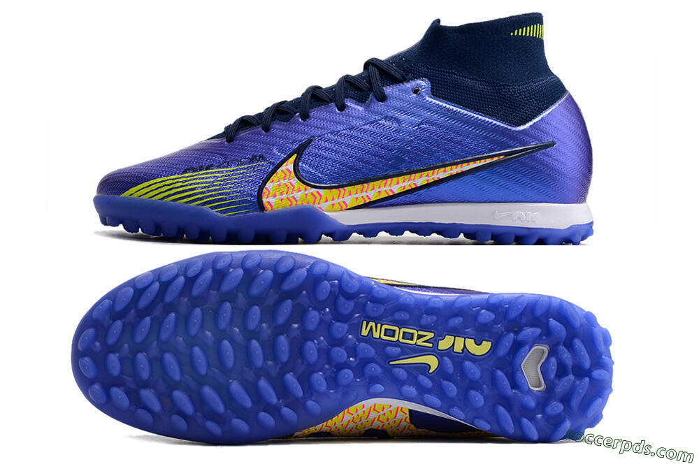 Nike Air Zoom Mercurial Superfly 9 Elite TF High-Tops Football Shoes - Blue/Green/Yellow 0