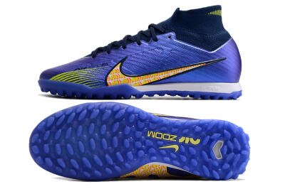 Nike Air Zoom Mercurial Superfly 9 Elite TF High-Tops Football Shoes - Blue/Green/Yellow
