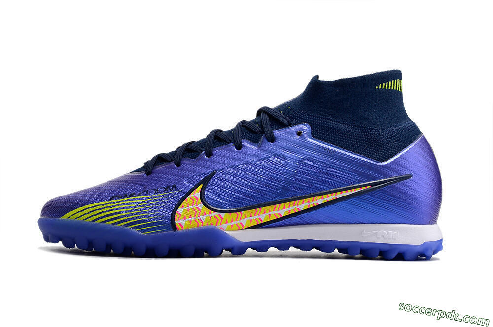 Nike Air Zoom Mercurial Superfly 9 Elite TF High-Tops Football Shoes - Blue/Green/Yellow 2