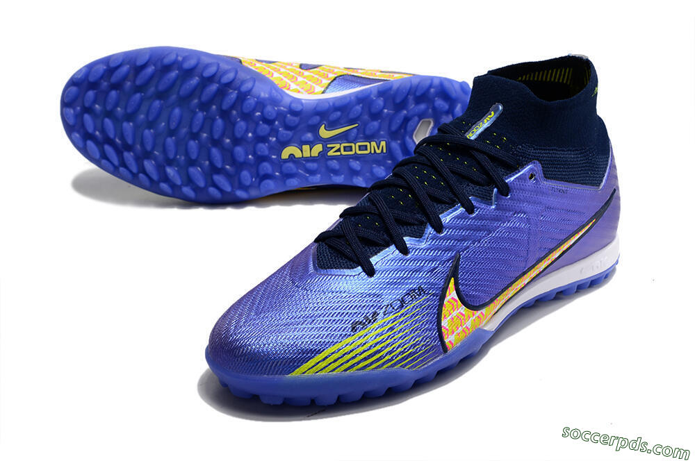 Nike Air Zoom Mercurial Superfly 9 Elite TF High-Tops Football Shoes - Blue/Green/Yellow 3