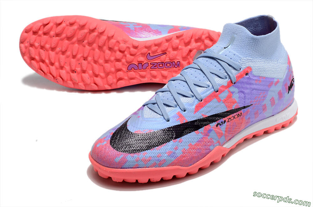 Nike Air Zoom Mercurial Superfly 9 Elite TF High-Tops Football Shoes - Blue/Purple/Red 3