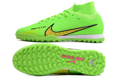 Nike Air Zoom Mercurial Superfly 9 Elite TF High-Tops Football Shoes - Green/Yellow/Pink