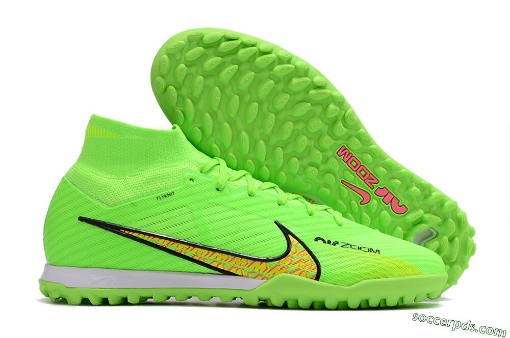 Nike Air Zoom Mercurial Superfly 9 Elite TF High-Tops Football Shoes - Green/Yellow/Pink 1