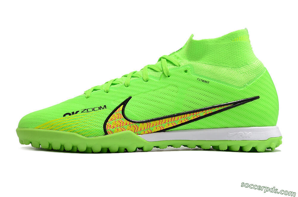 Nike Air Zoom Mercurial Superfly 9 Elite TF High-Tops Football Shoes - Green/Yellow/Pink 2