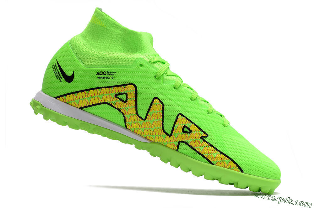 Nike Air Zoom Mercurial Superfly 9 Elite TF High-Tops Football Shoes - Green/Yellow/Pink 4