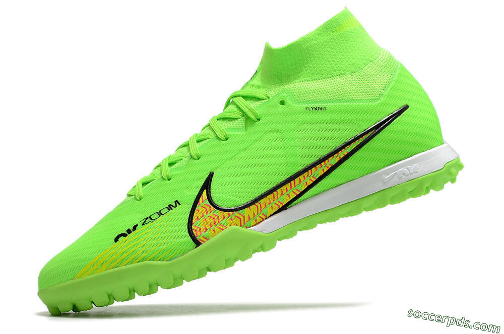 Nike Air Zoom Mercurial Superfly 9 Elite TF High-Tops Football Shoes - Green/Yellow/Pink 5