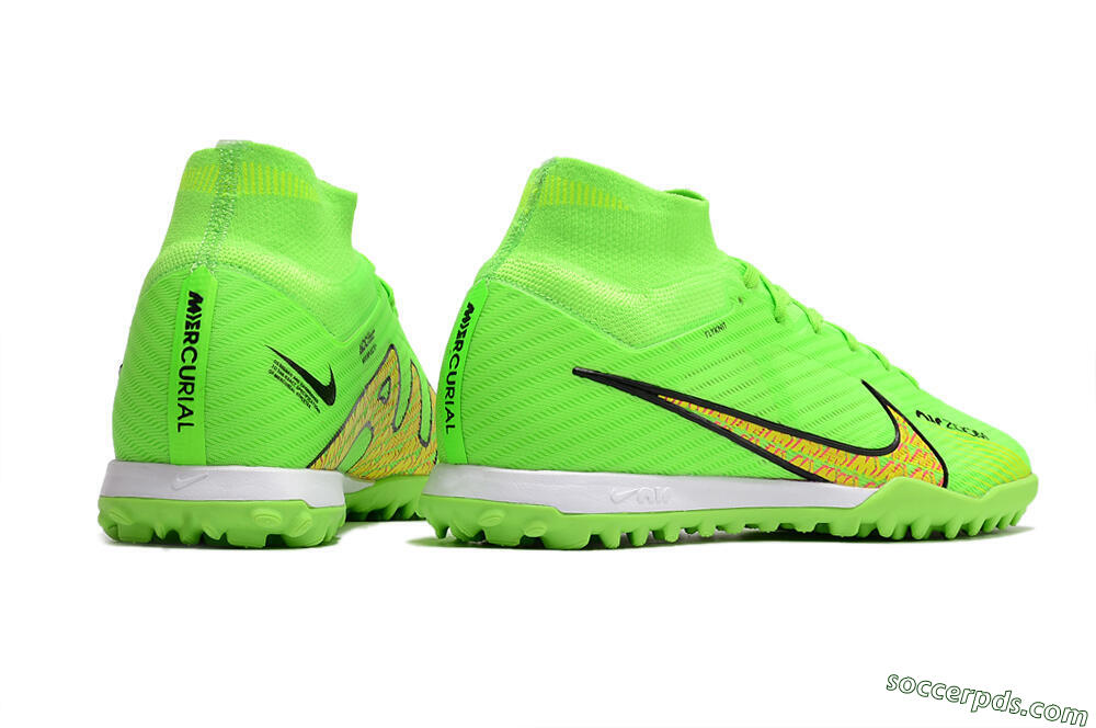 Nike Air Zoom Mercurial Superfly 9 Elite TF High-Tops Football Shoes - Green/Yellow/Pink 6
