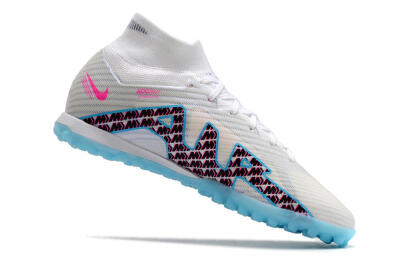 Nike Air Zoom Mercurial Superfly 9 Elite TF High-Tops Football Shoes - White/Blue/Pink