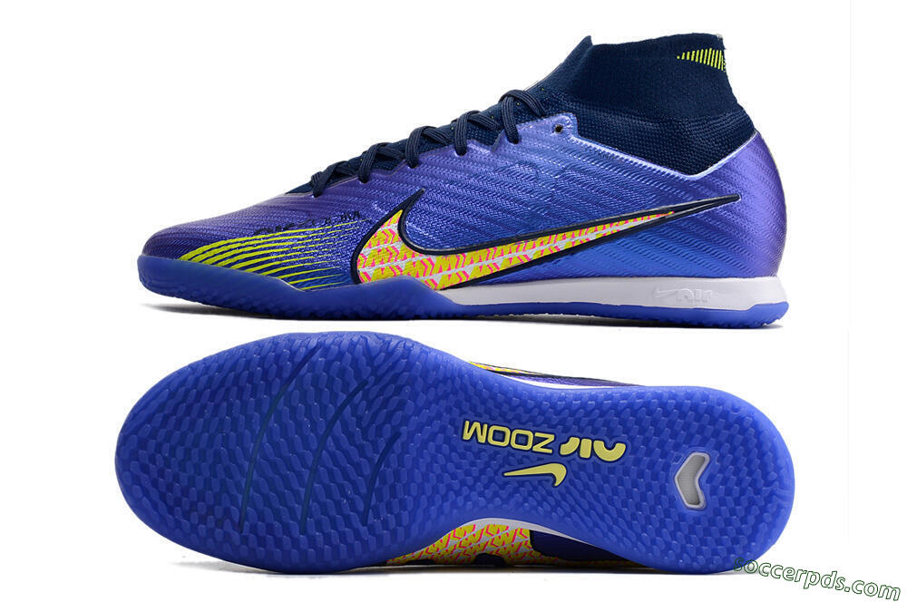 Nike Air Zoom Mercurial Superfly 9 Elite IC High-Tops Football Shoes - Blue/Green/Yellow 0