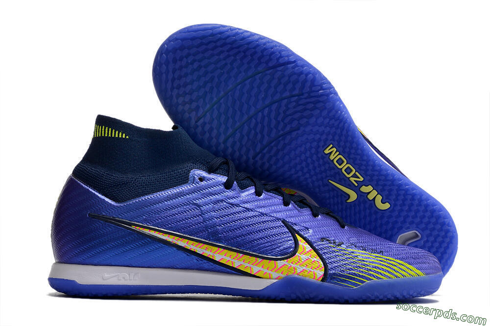 Nike Air Zoom Mercurial Superfly 9 Elite IC High-Tops Football Shoes - Blue/Green/Yellow 1