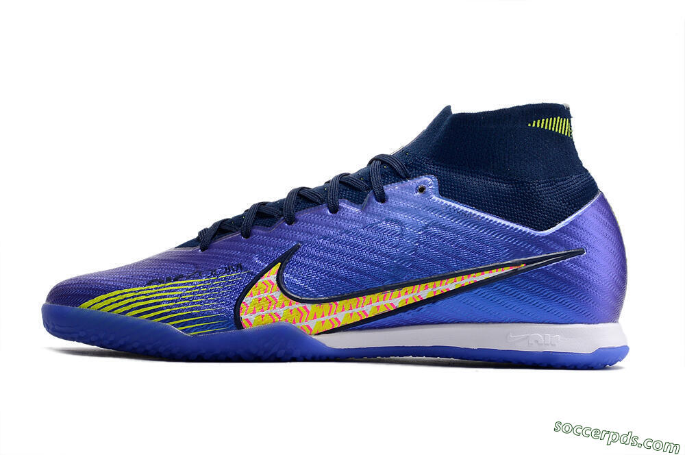 Nike Air Zoom Mercurial Superfly 9 Elite IC High-Tops Football Shoes - Blue/Green/Yellow 2