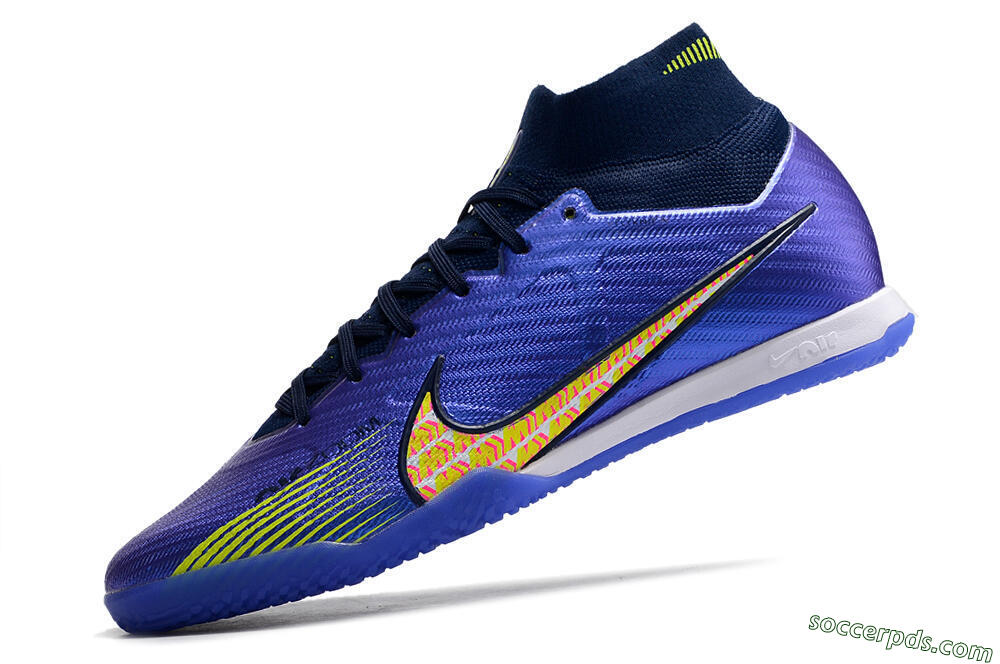 Nike Air Zoom Mercurial Superfly 9 Elite IC High-Tops Football Shoes - Blue/Green/Yellow 5