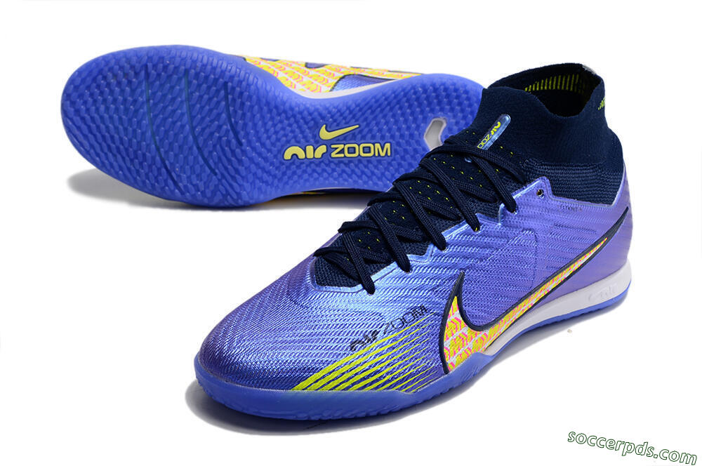 Nike Air Zoom Mercurial Superfly 9 Elite IC High-Tops Football Shoes - Blue/Green/Yellow 3