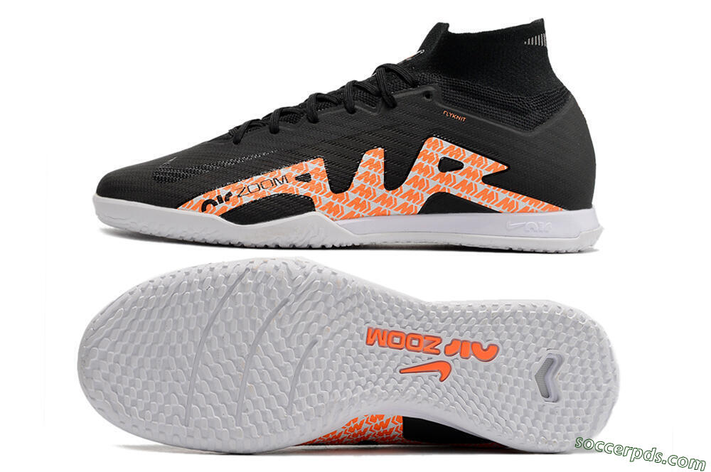 Nike Air Zoom Mercurial Superfly 9 Elite IC High-Tops Football Shoes - Black/White/Orange 0